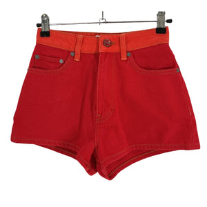 Ganni Organic Red Denim Shorts Size 24