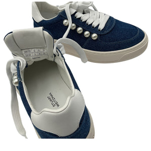Stuart Weitzman Chic Blue Courtside Pearl Sneakers Size 6