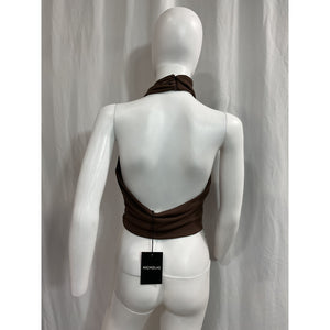Nicholas 'Kaia' Brown Front Keyhole Halterneck Crop Top Size 8 - NWT
