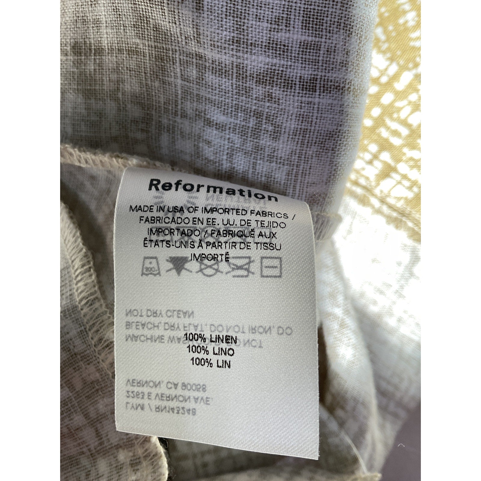Reformation 'Jameson' Green Linen Wide Leg Pant Size 2