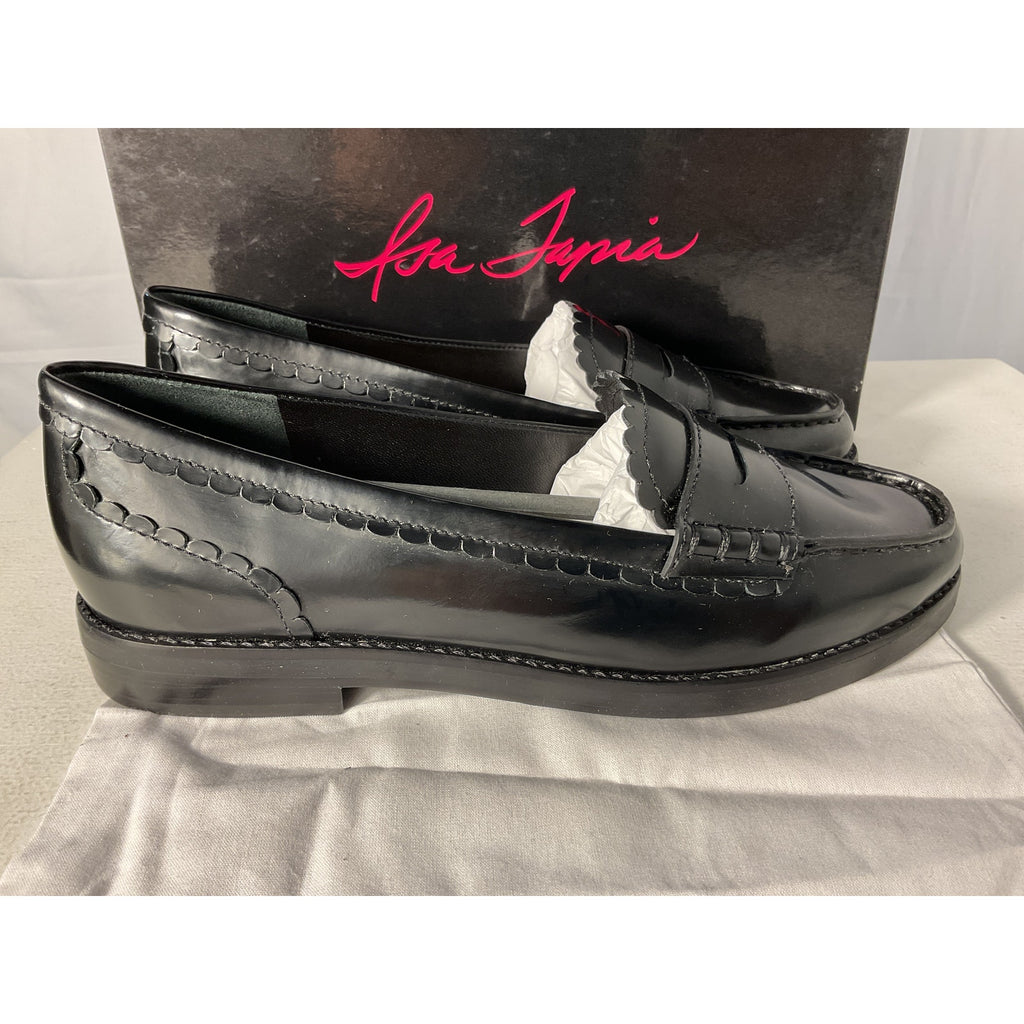 Loveshackfancy 'Isa' Black Leather Tapia Caroline Loafer Size 8