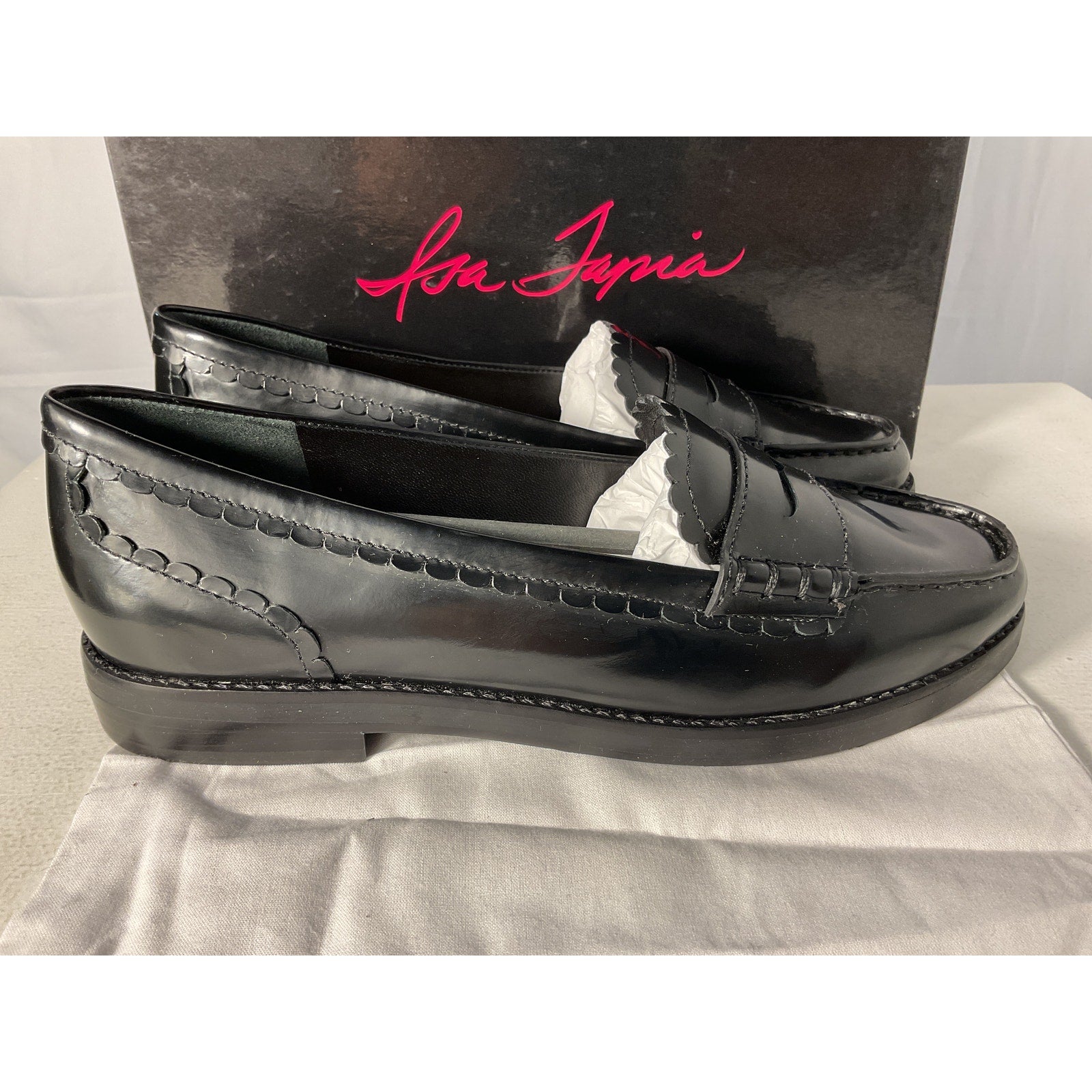 Loveshackfancy 'Isa' Black Leather Tapia Caroline Loafer Size 8