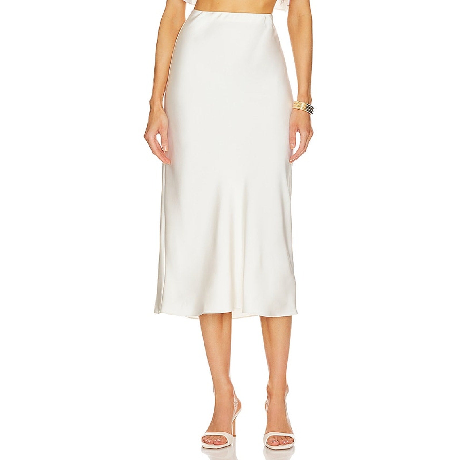 L'Academie 'Tabitha' White Satin Skirt Size S