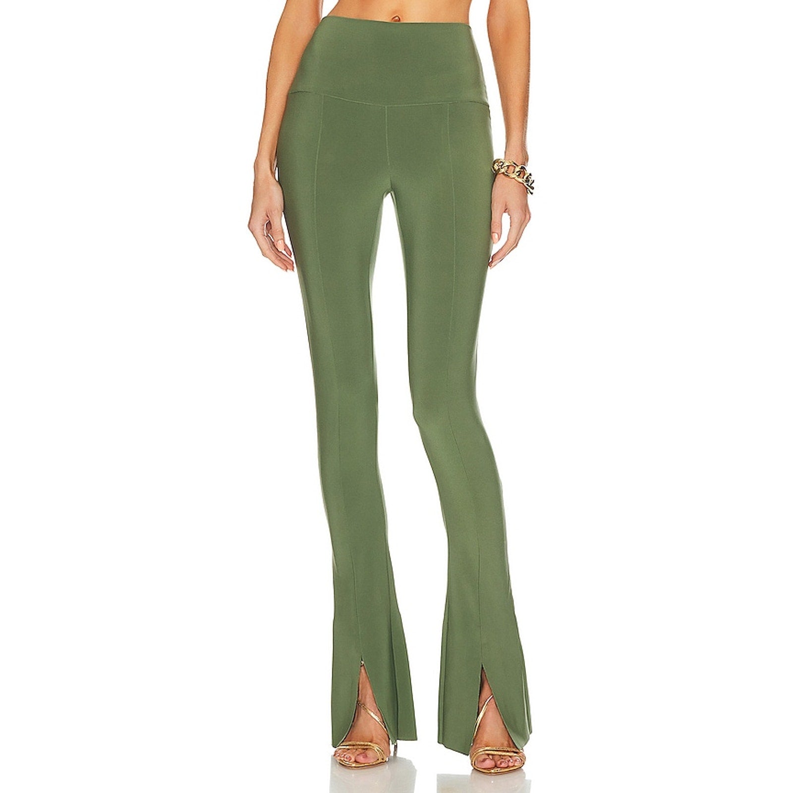 Norma Kamali 'Spat' Green Polyester Legging Size XS