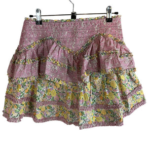 Loveshackfancy Floral Blushing Meadows Tribeca Mini Skirt Size M