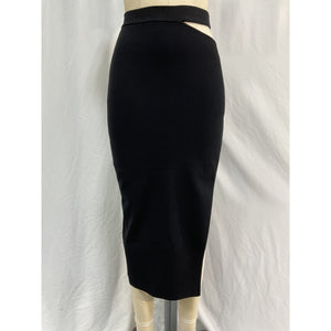 Michael Costello 'Ismane' Black Viscose Knit Midi Skirt Size XXS