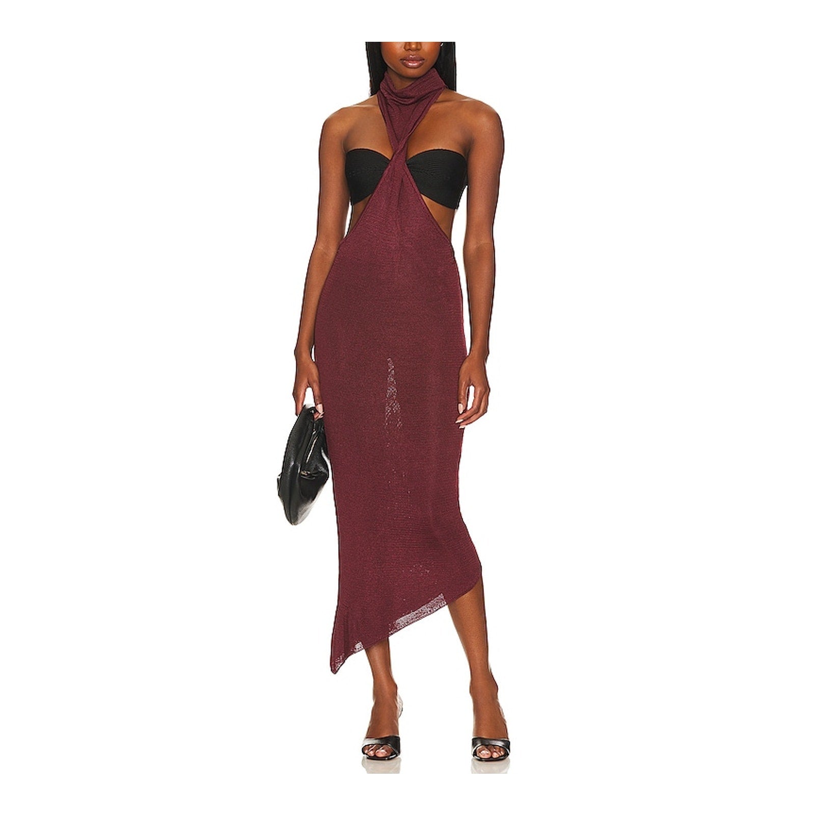 Baobab 'Mendra' Purple Nylon Cut Out Maxi Dress Size XS