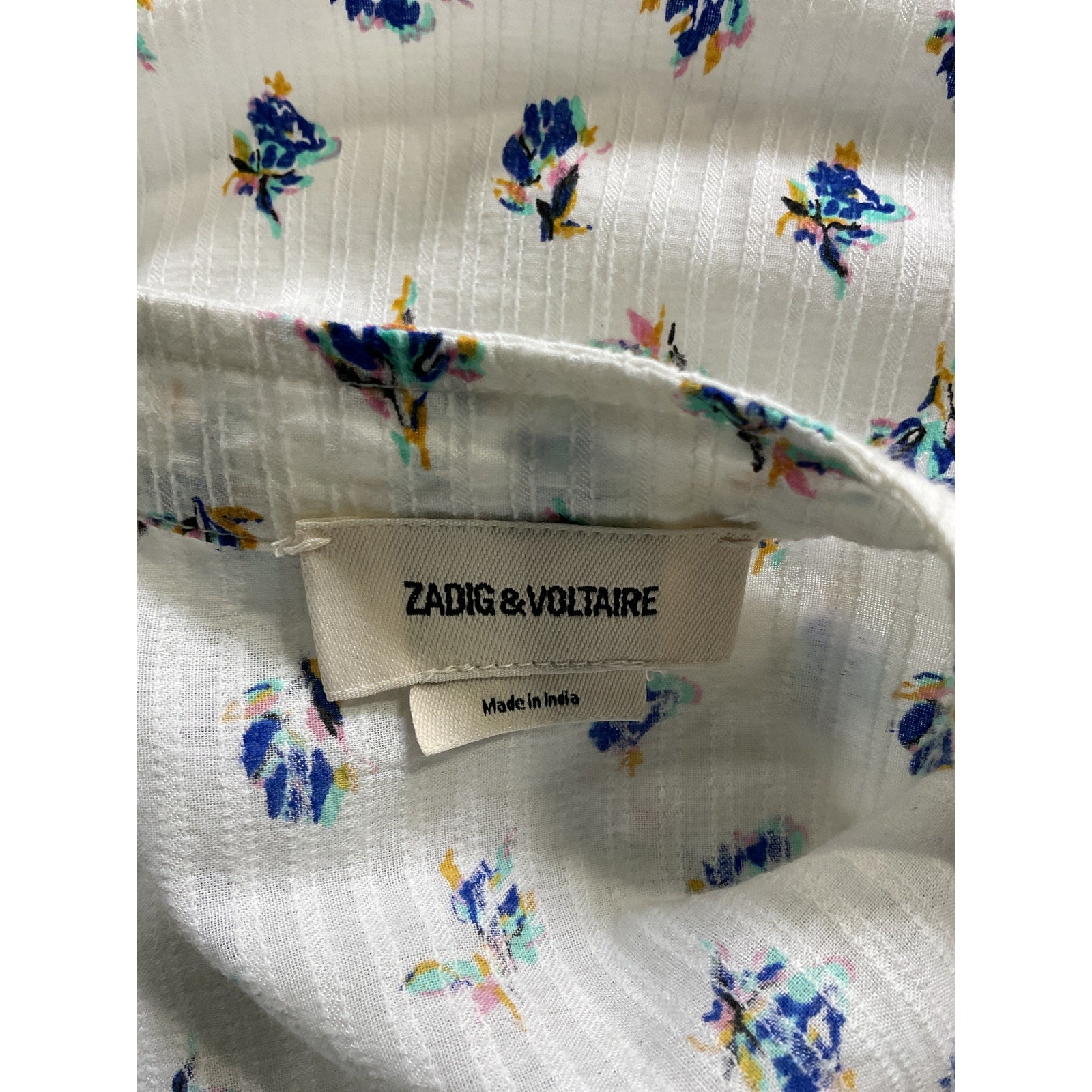 Zadig & Voltaire 'Ranil' White Floral A Line Long Sleeve Mini Dress Size S
