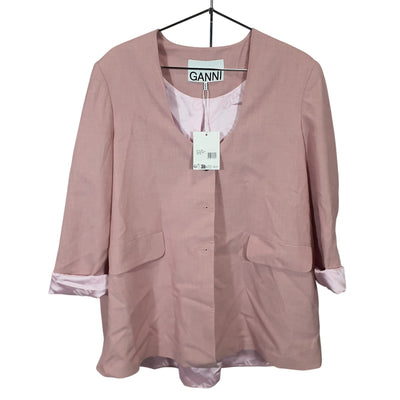 Ganni Chic Pink Tulle Drapey Melange Oversized Size L/XL Blazer NWT