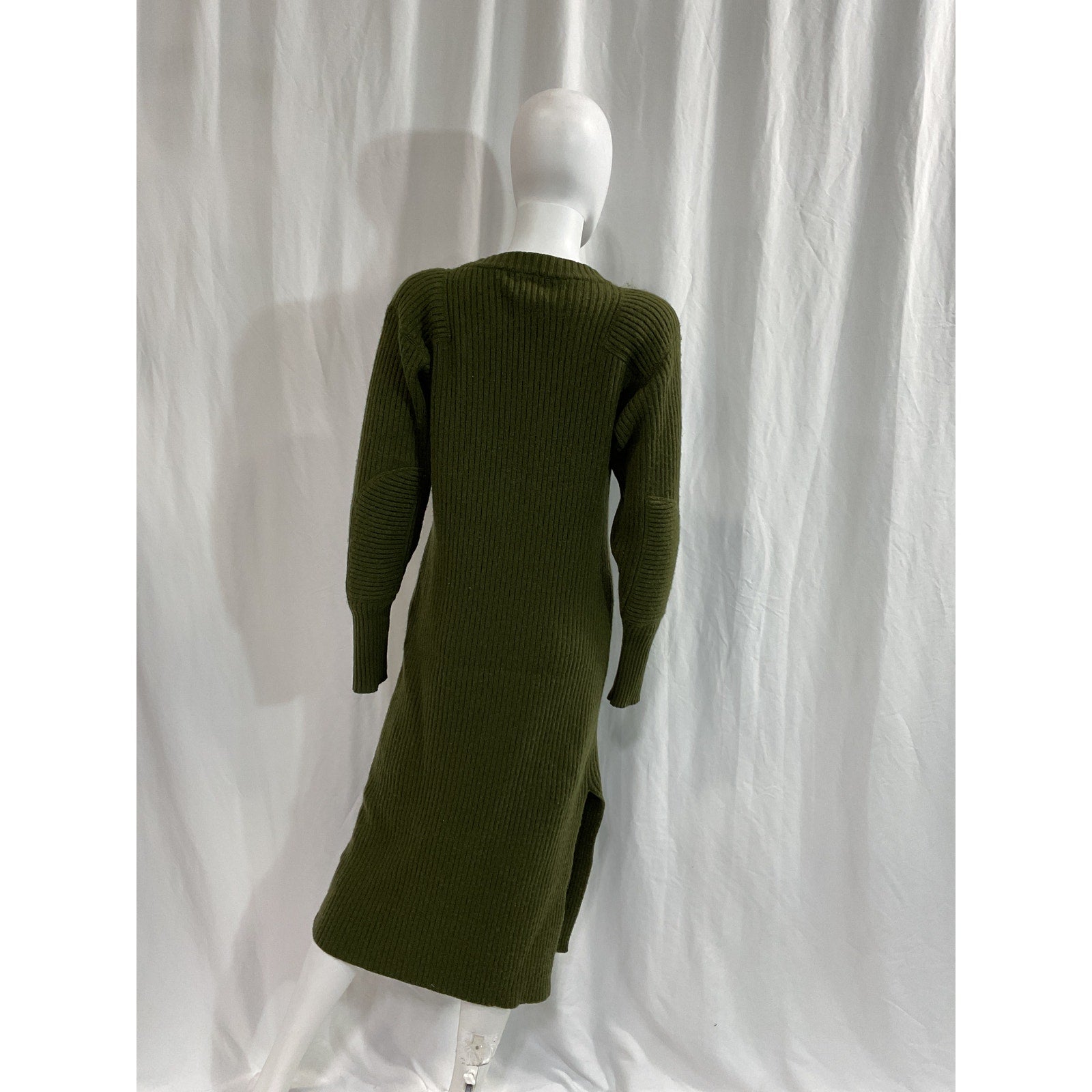 Anine Bing 'Aurora' Green Rib Knit Long Sleeve Midi Dress Size S