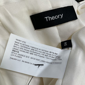 Theory Tailored White Linen Blazer Vest Size S