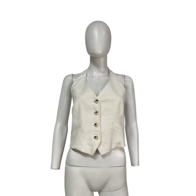 Veronica Beard 'Arabella' Off White Linen Halter Vest Size 4