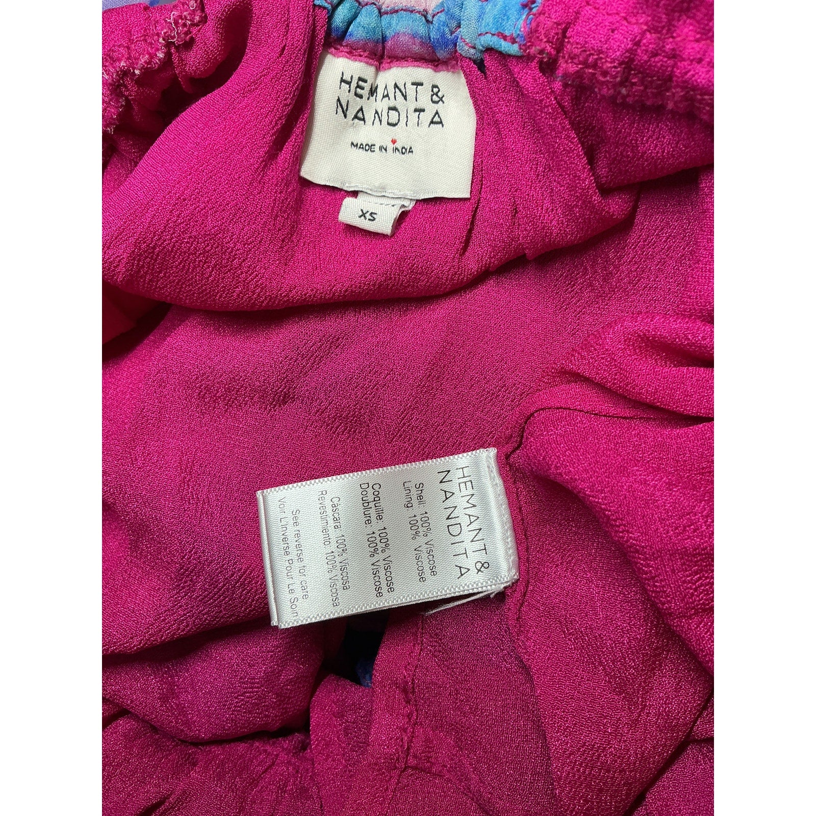 Hemant And Nandita X Revolve 'Vesa' Pink Viscose Mini Dress Size XS