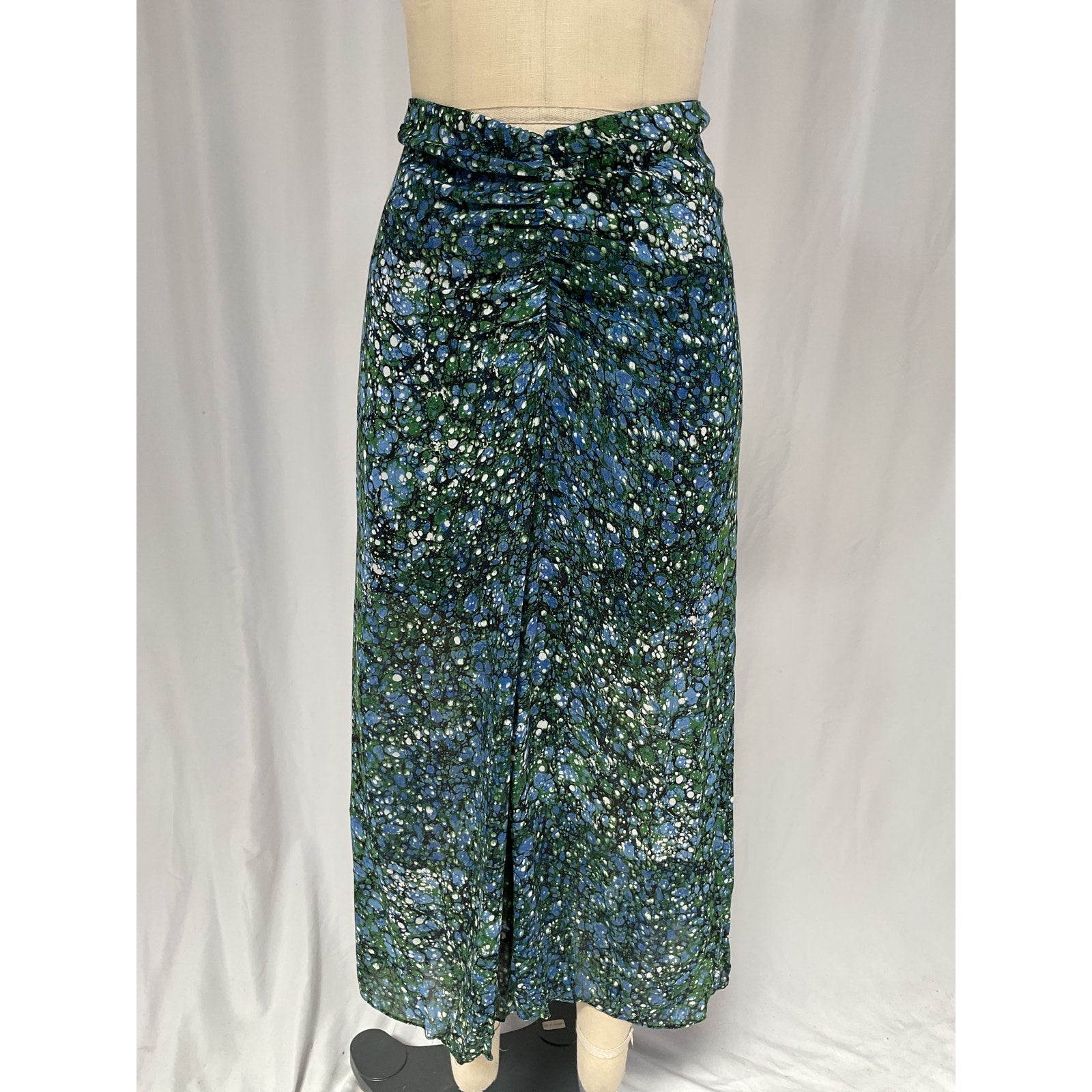 Veronica Beard 'Limani' Green Bubble-Print Ruched Skirt Size 0