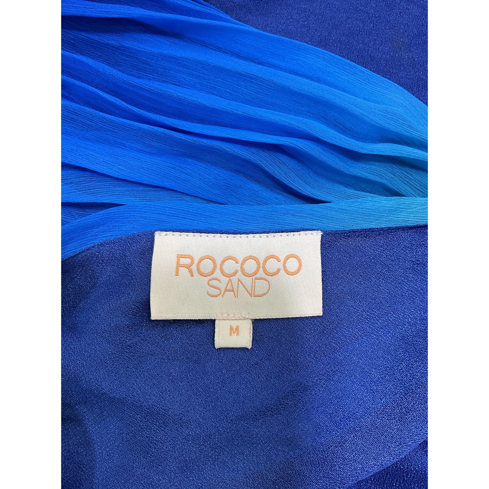 Rococo Sand x Revolve One Shoulder Blue Georgette Top Size M