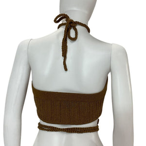 Michael Costello Chic Dark Sand Sylvan Halter Top Size M