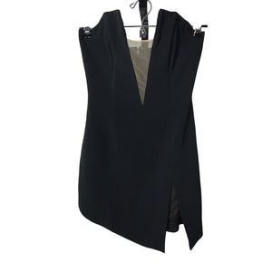 David Koma Sleek Black V Cut Asymmetric Mini Dress Size Uk 8 / 4 US