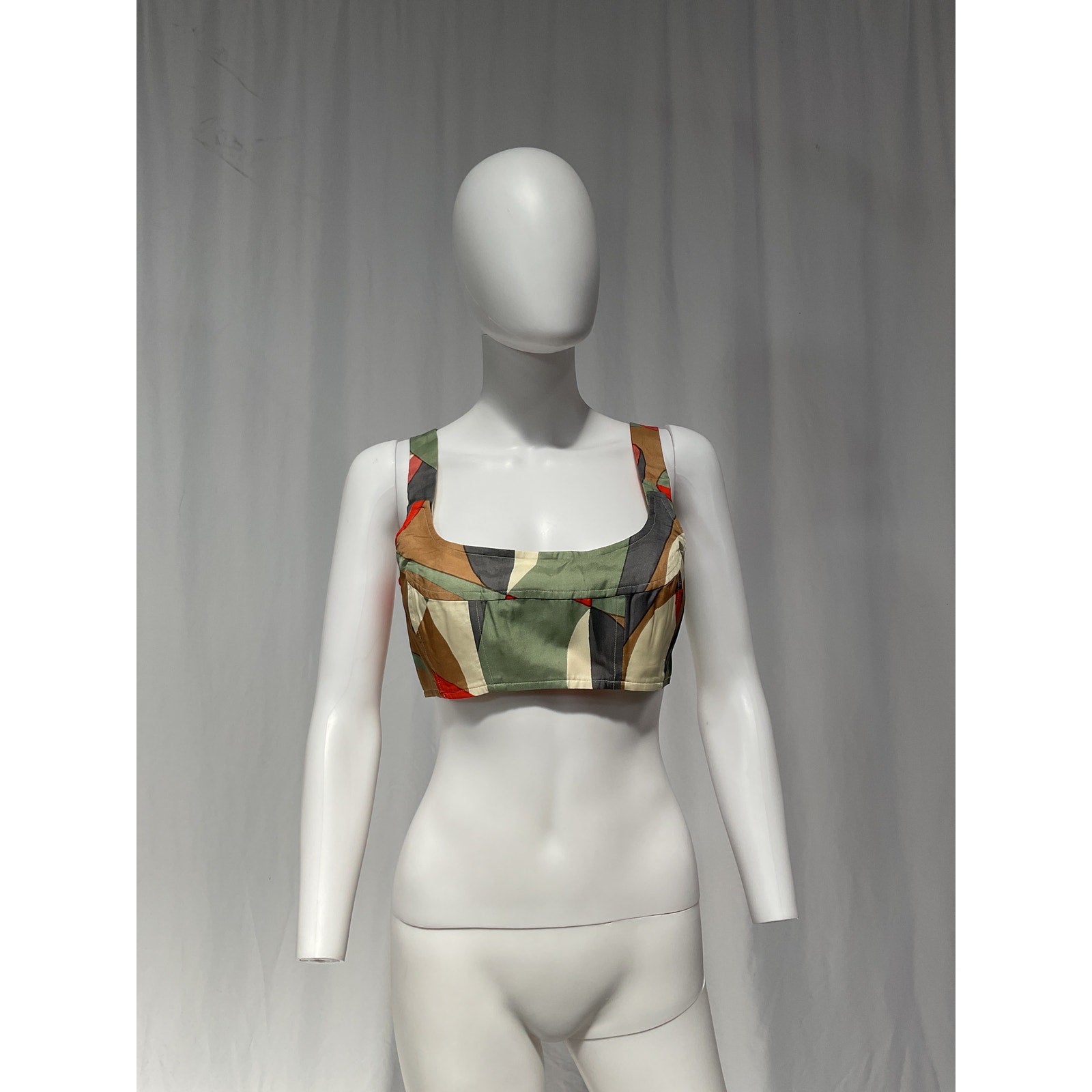 Cult Gaia 'Dylan' Green Silk-Blend Crop Top Size M - NWT