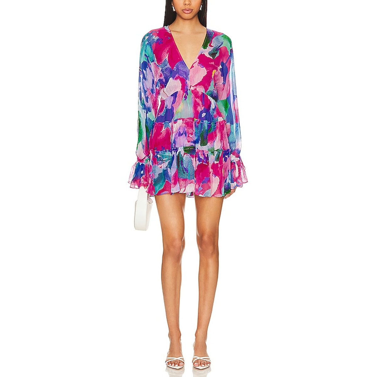 Hemant And Nandita Vibrant Fuchsia Multi Vesa Mini Dress Size XS
