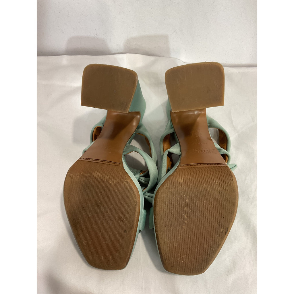 S�zane 'High Clarisse' Green Leather Mules Size 6