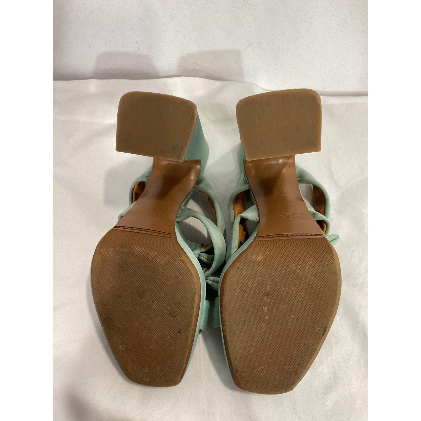 S�zane 'High Clarisse' Green Leather Mules Size 6