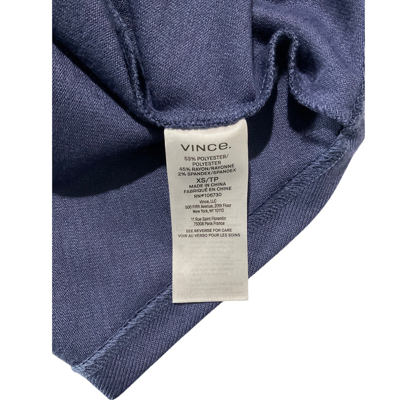 Vince Stretch Jersey Blue Polyester Sleeveless Midi-Dress Size XS