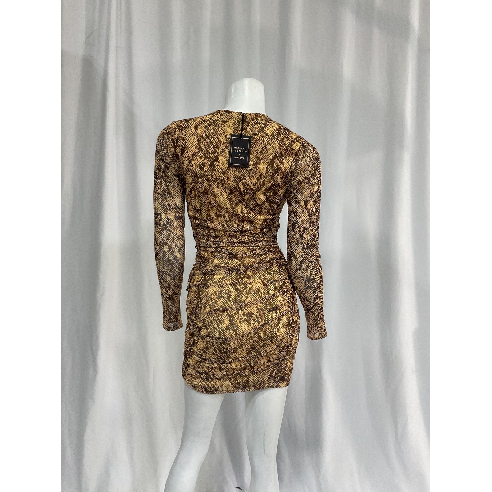 Michael Costello x Revolve 'Antonella' Brown Snakeskin Print Mini Dress Size XS - NWT