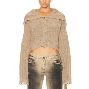 Knwls Ribbed Tan Cosma Cardigan Size M