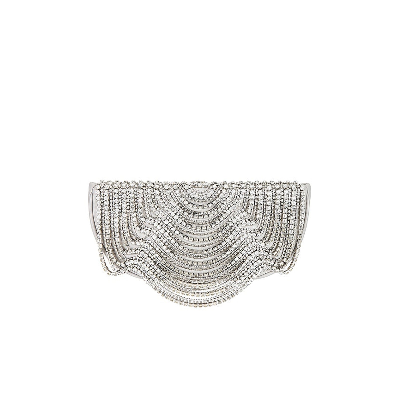 Cult Gaia 'Lael' Grey Crystal Embellished Lamb Leather Clutch Size OS