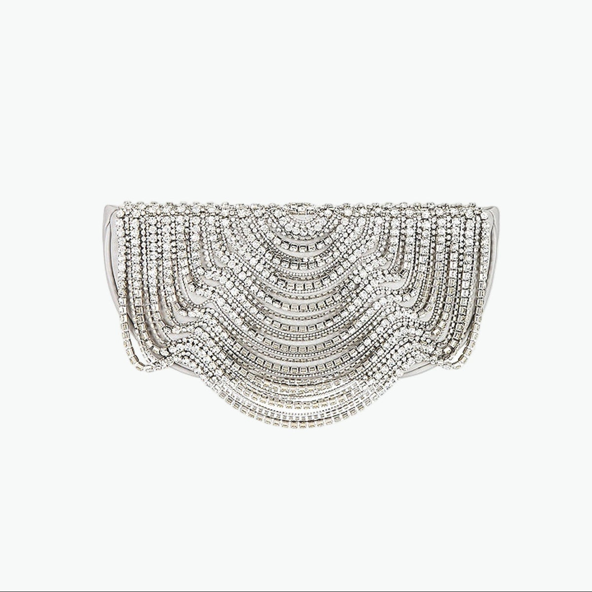 Cult Gaia 'Lael' Grey Crystal Embellished Lamb Leather Clutch Size OS