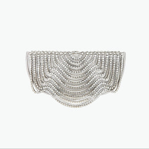 Cult Gaia 'Lael' Grey Crystal Embellished Lamb Leather Clutch Size OS