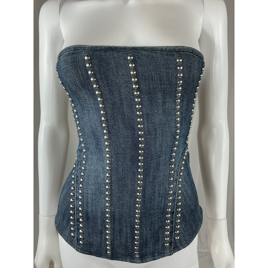 Miaou 'Libra' Blue Cotton Corset Top Size XS