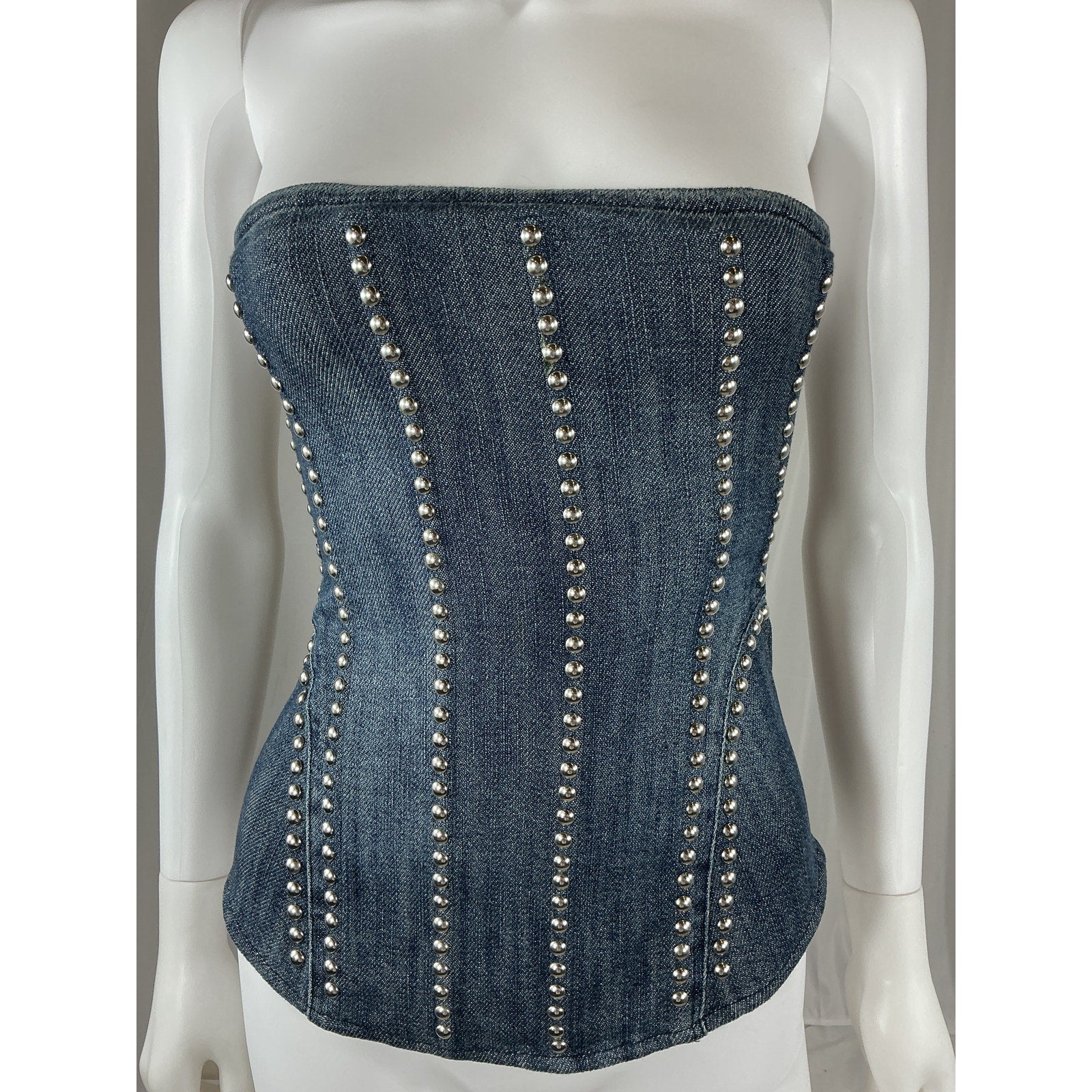 Miaou 'Libra' Blue Cotton Corset Top Size XS