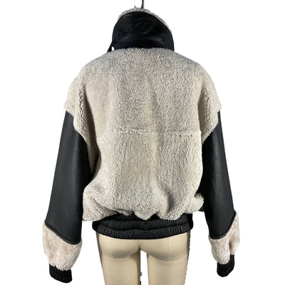 Iro Plush Black Natural Hotaro Jacket Size 38 EU / 8 US