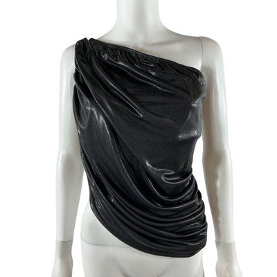 Norma Kamali Ruched Black Diana Crop Top Size L