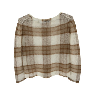 Vince Tan Checked Crewneck Sweater Size XS