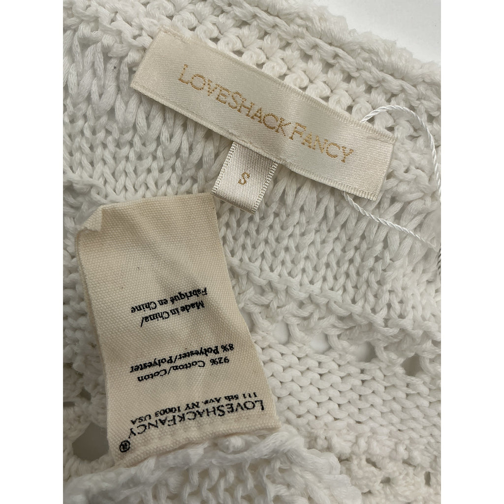 Loveshackfancy 'Middleton' White Cotton Crochet Cardigan Size S