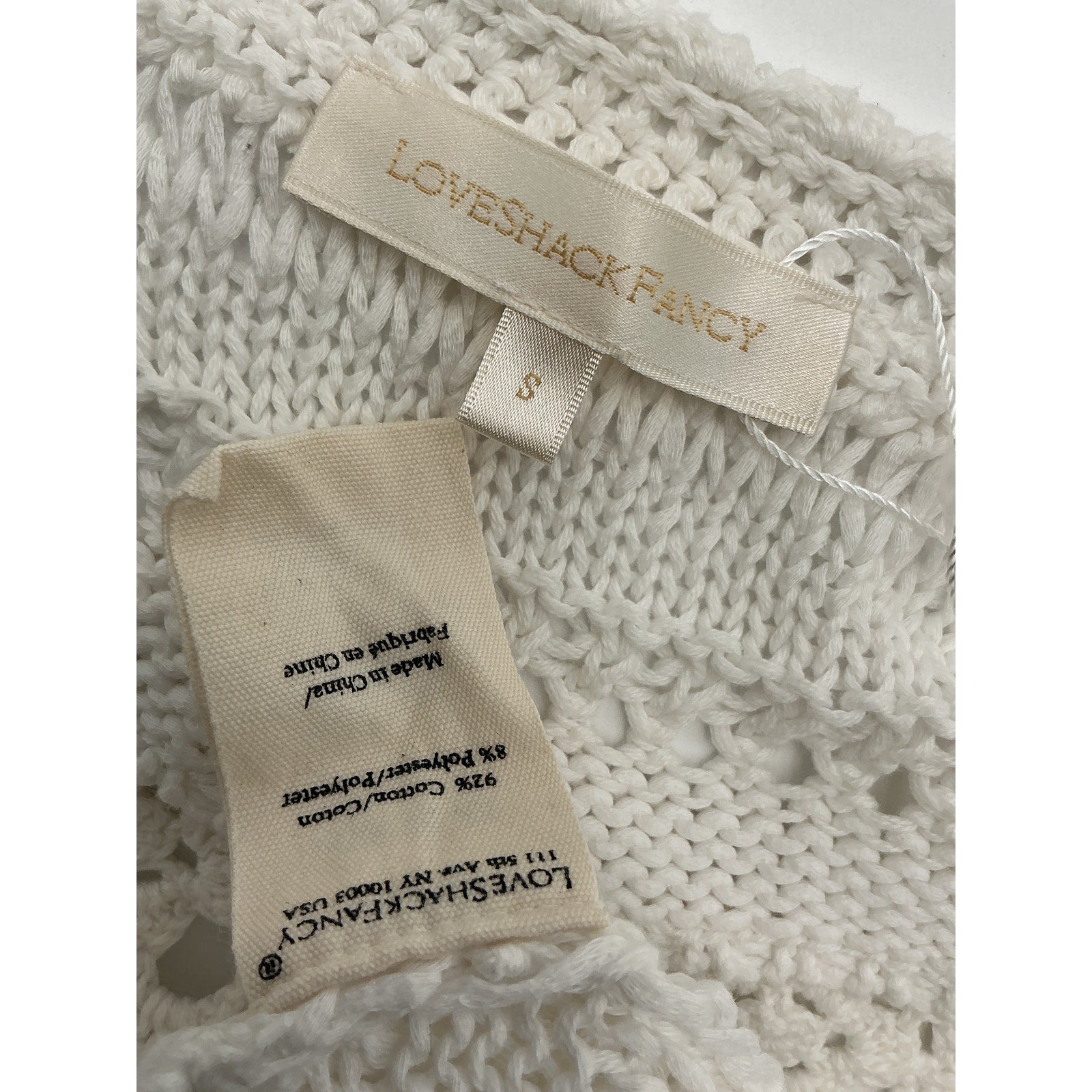 Loveshackfancy 'Middleton' White Cotton Crochet Cardigan Size S