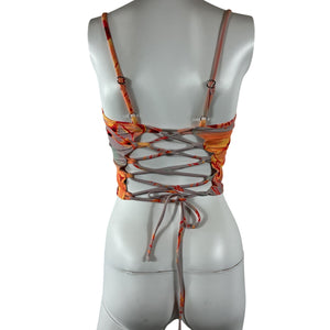 Miaou 'Venus' Grey Nylon Corset Top Size S