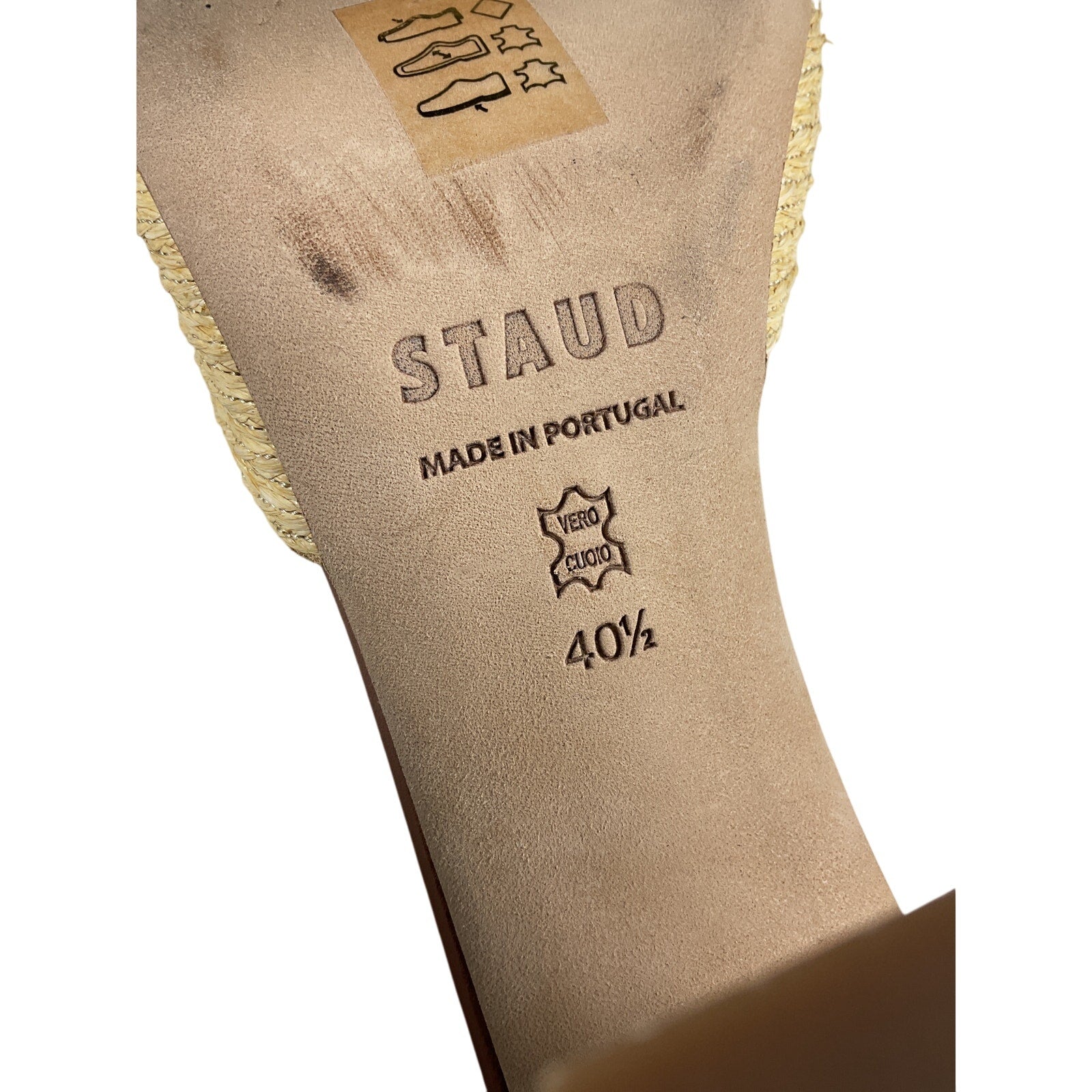 Staud 'Sloane' Beige Raffia Heels Size 10.5