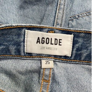 Agolde Distressed Blue Riley Denim Shorts Size 25