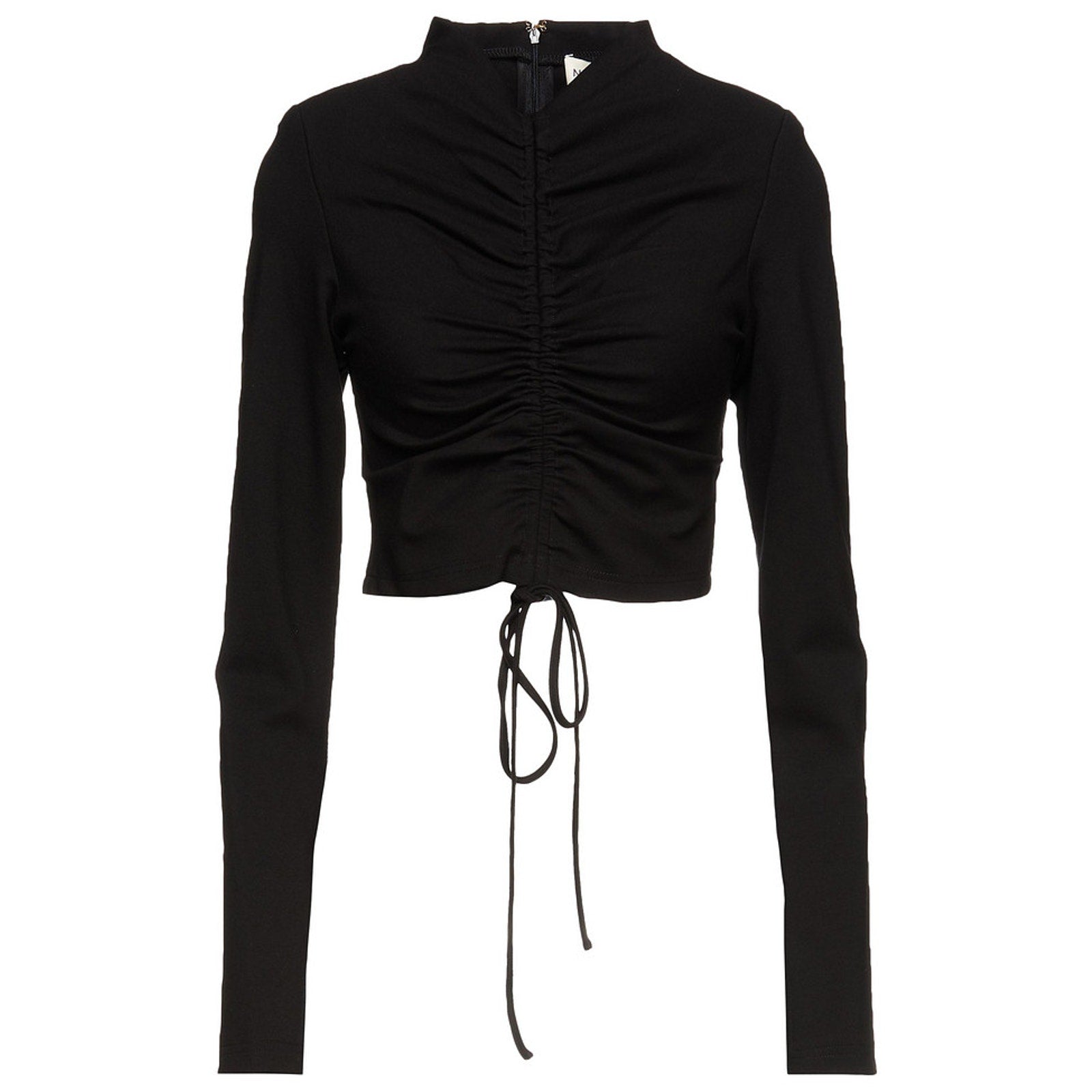 Nicholas 'Fleur' Black Viscose Cropped Ruched Jersey Top Size 8
