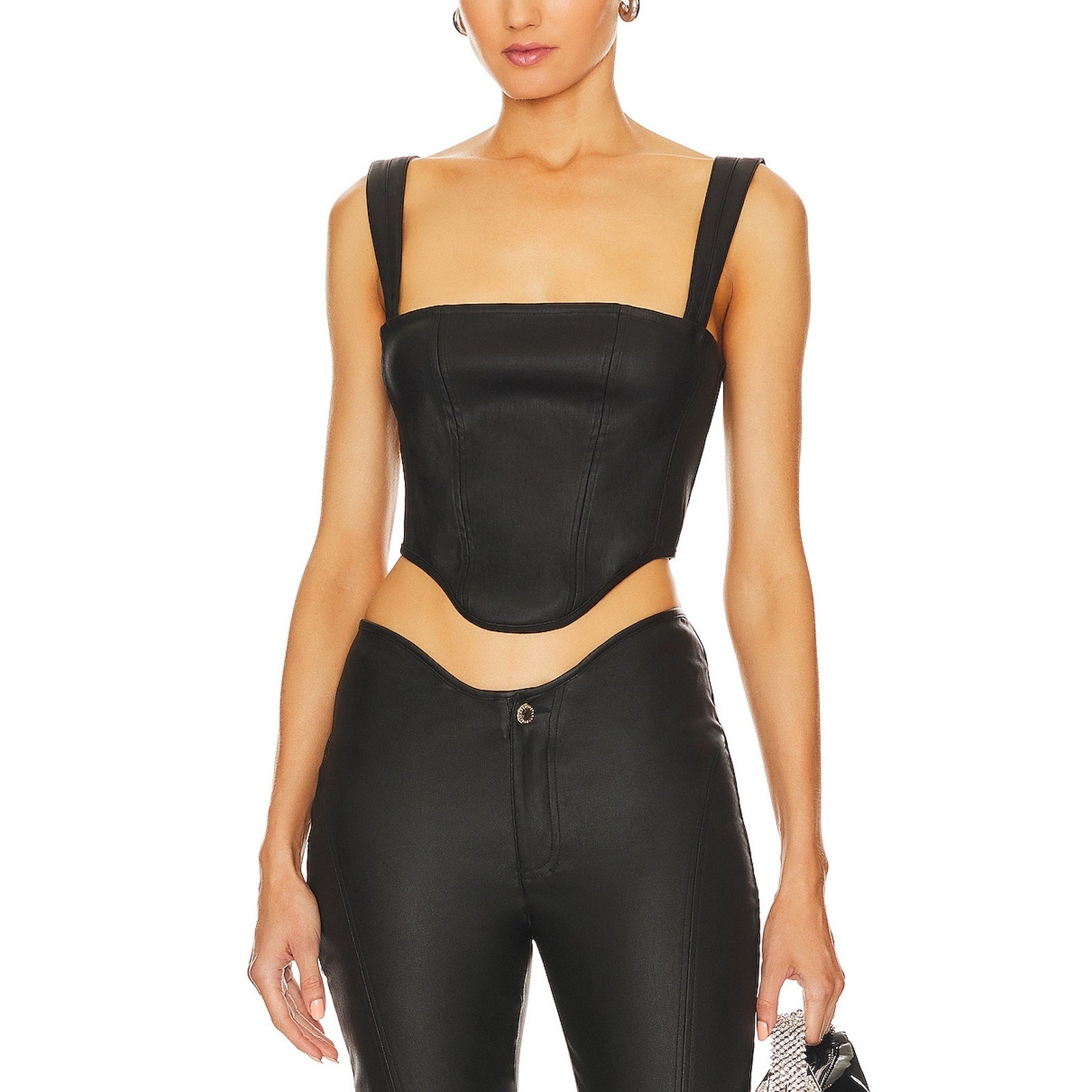 Retrofete 'Jaylee' Black Faux Leather Top Size S