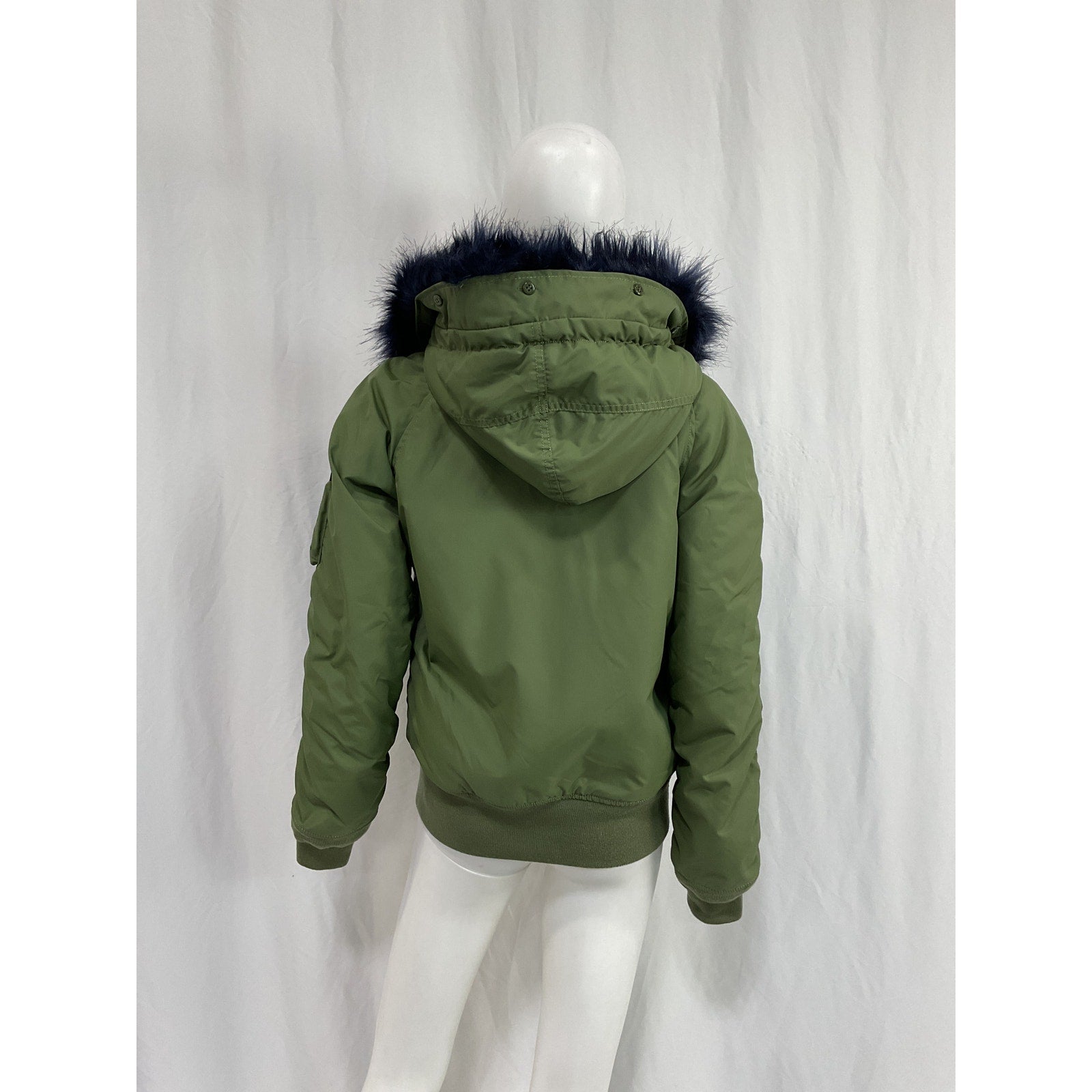 Alpha Industries N-2b Impact Green Nylon Parka With Faux Fur Trim Jacket Size S