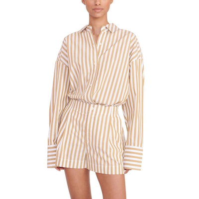 Staud Striped Beige Colton Top Size S