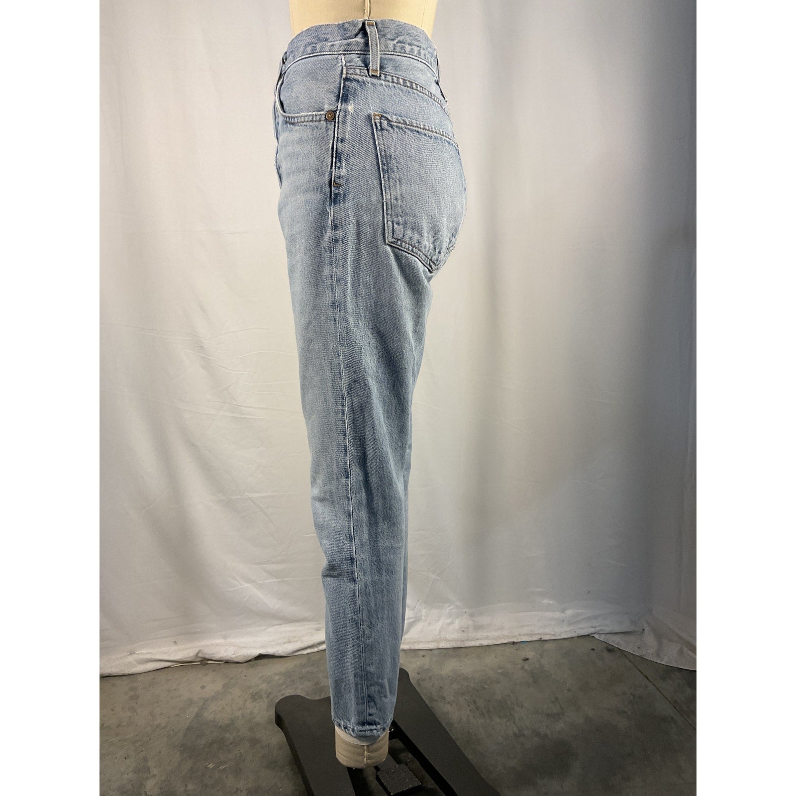Agolde 'Riley' Blue High Rise Straight Crop Denim Jean Size 26