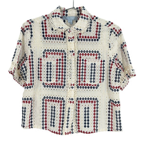 Hill House Home Embroidered Multicolor Annette Blouse Size XS