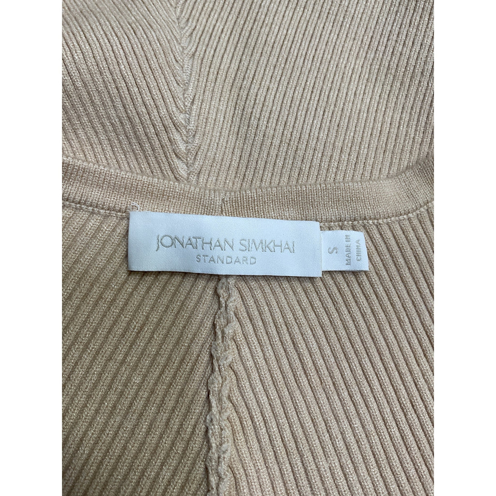 Simkhai 'Viola' Tan Polyamide Recycled Rib Shawl Cardigan Size S