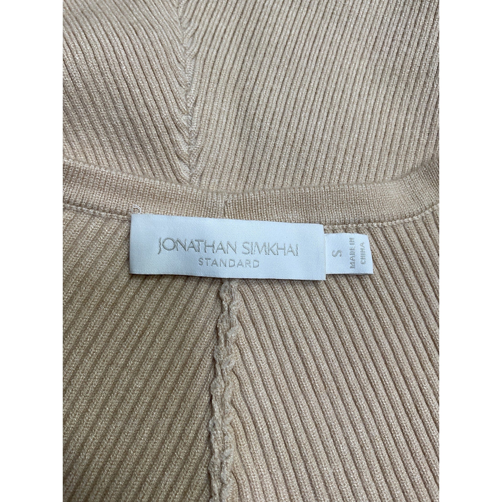 Simkhai 'Viola' Tan Polyamide Recycled Rib Shawl Cardigan Size S