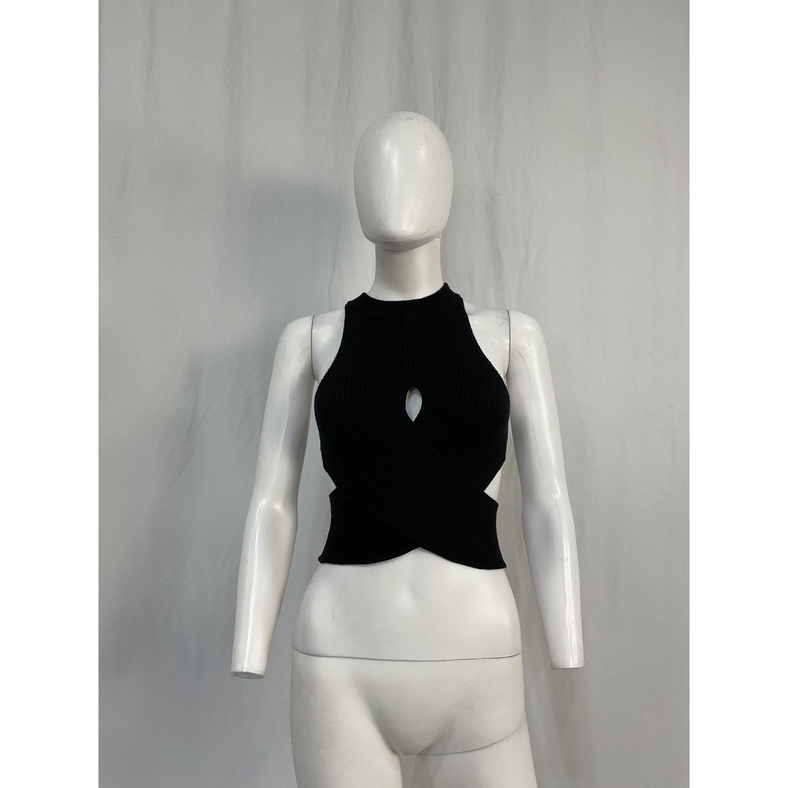 Camila Coelho 'Macadamia' Black Nylon Crossover Top Size S